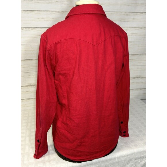 Topo Designs Solid Red Button Down Flannel Shirt Women Large Western Long Sleeve - Picture 6 of 13